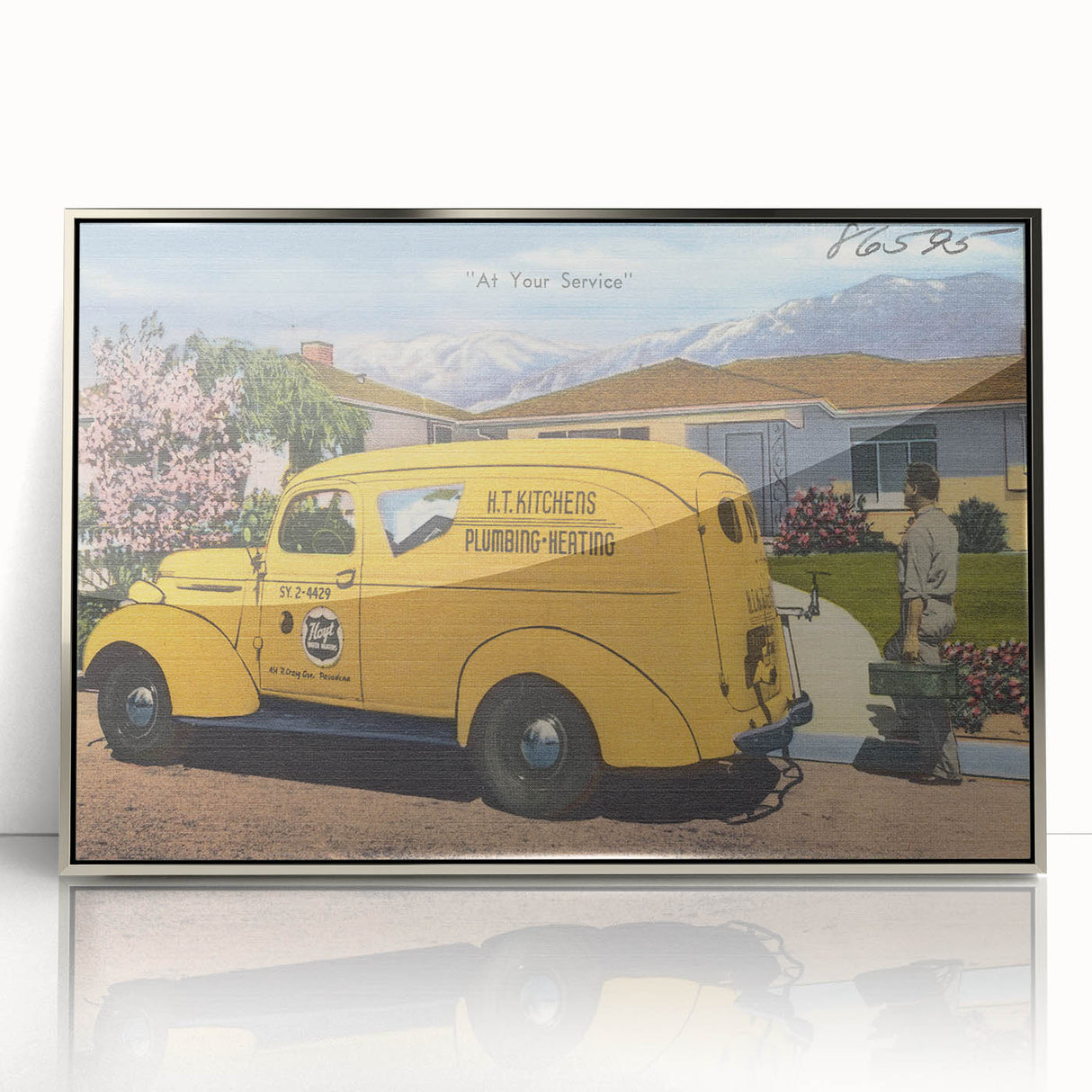 Vintage H.T. Kitchens Plumbing Van Poster - Retro Service Art