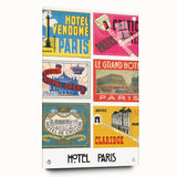 Vintage Travel Posters - Paris Hotel Collection Wall Art