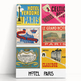 Vintage Travel Posters - Paris Hotel Collection Wall Art