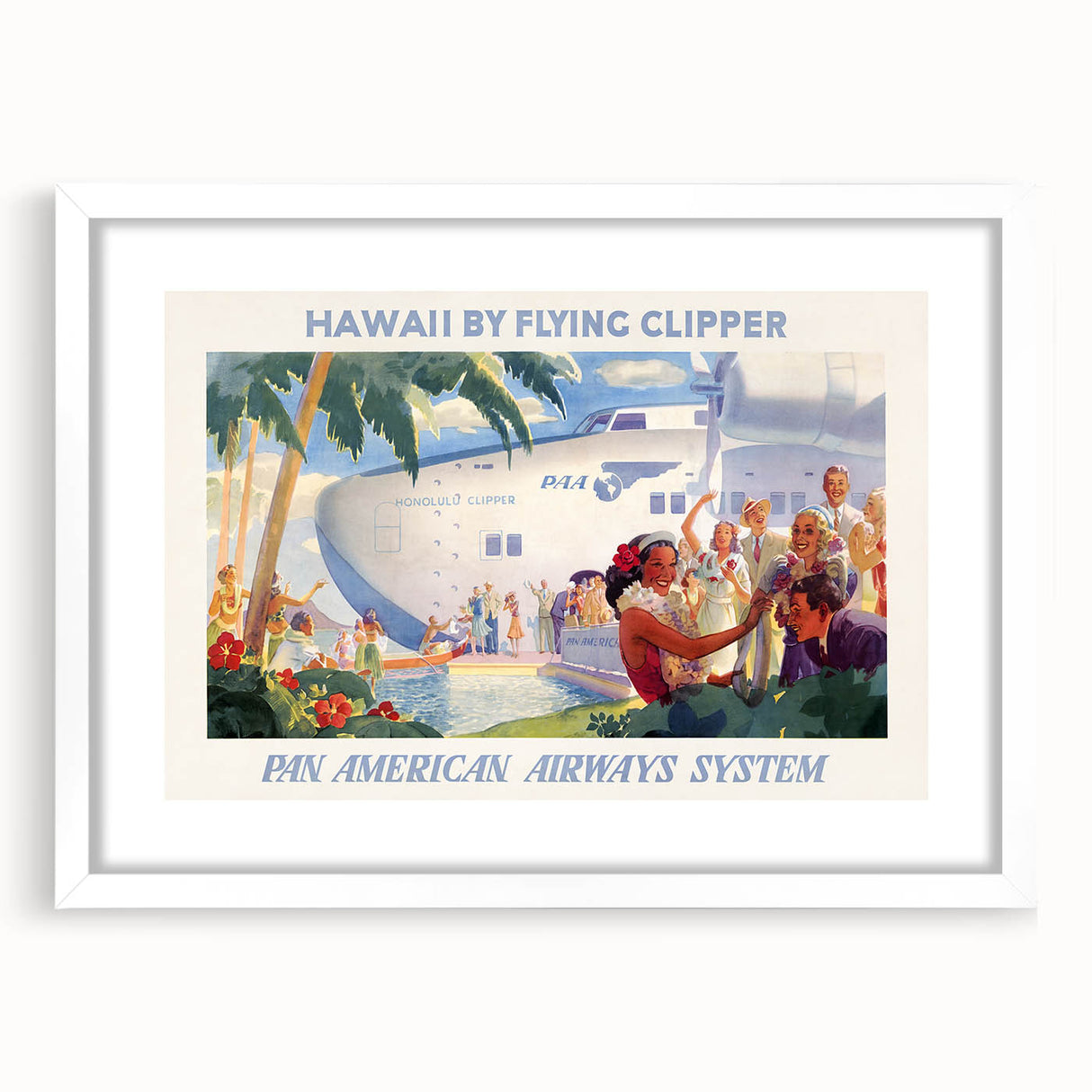 Vintage Hawaii by Flying Clipper Poster - Retro Pan Am Airways Art