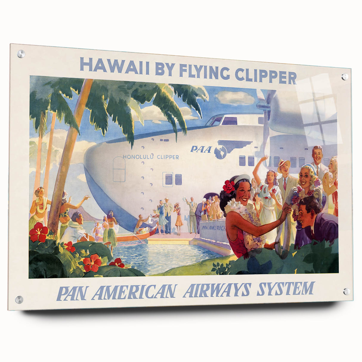 Vintage Hawaii by Flying Clipper Poster - Retro Pan Am Airways Art