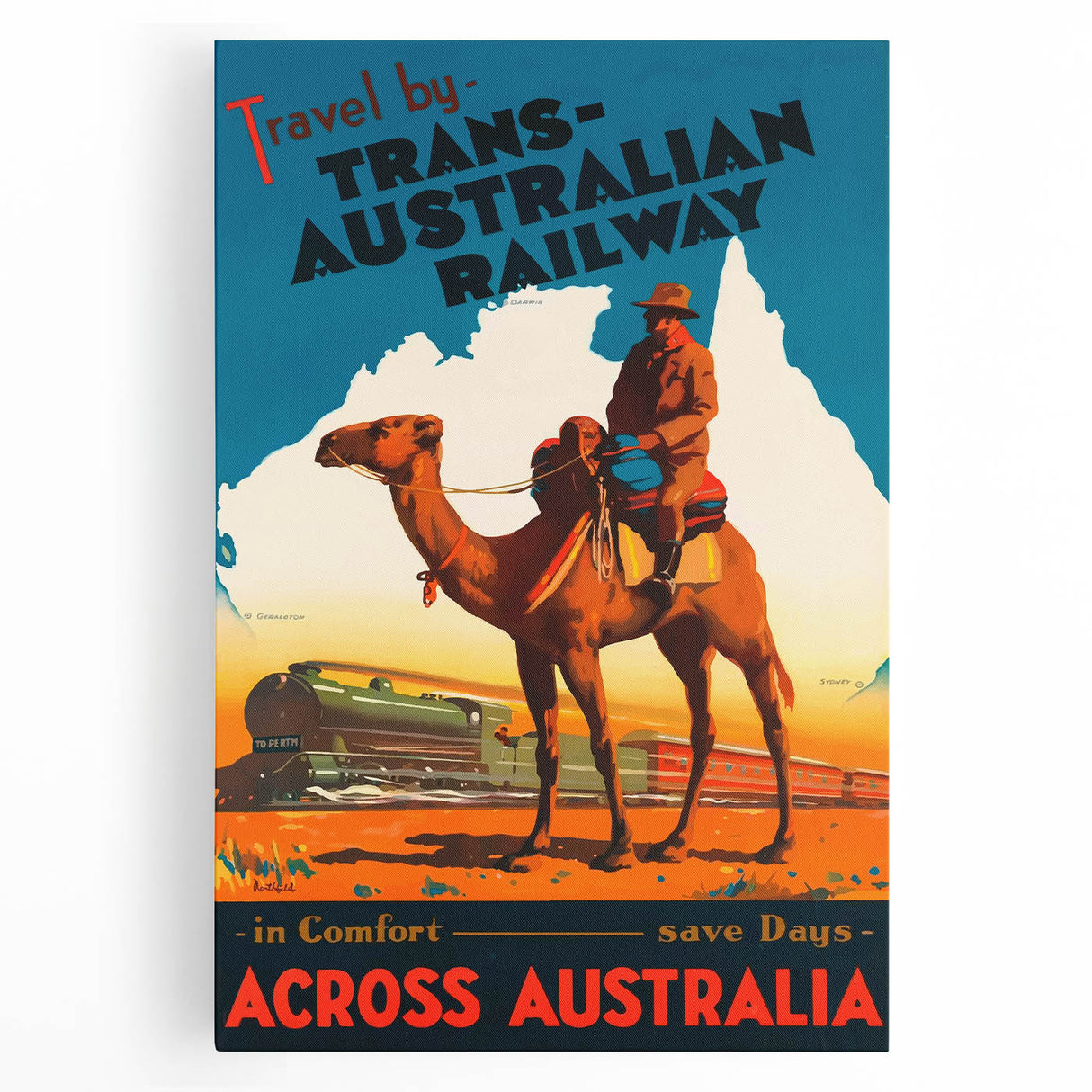 Vintage Travel Poster - Trans-Australian Railway Wall Art