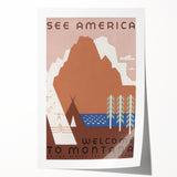 Vintage Travel Poster - Montana Wilderness Wall Art