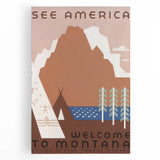 Vintage Travel Poster - Montana Wilderness Wall Art