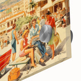 Vintage Coastal Travel Poster - Retro Convertible Holiday Art