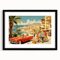 Vintage Coastal Travel Poster - Retro Convertible Holiday Art