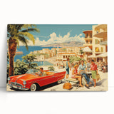 Vintage Coastal Travel Poster - Retro Convertible Holiday Art