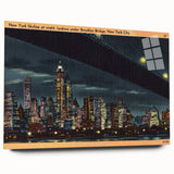 Vintage New York City Skyline Poster - Retro Brooklyn Bridge Art