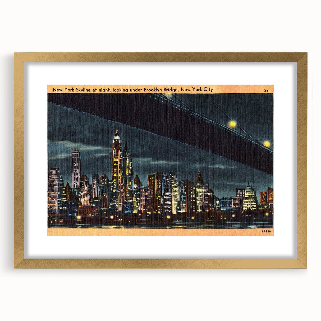 Vintage New York City Skyline Poster - Retro Brooklyn Bridge Art