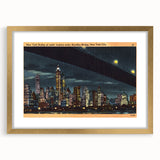 Vintage New York City Skyline Poster - Retro Brooklyn Bridge Art