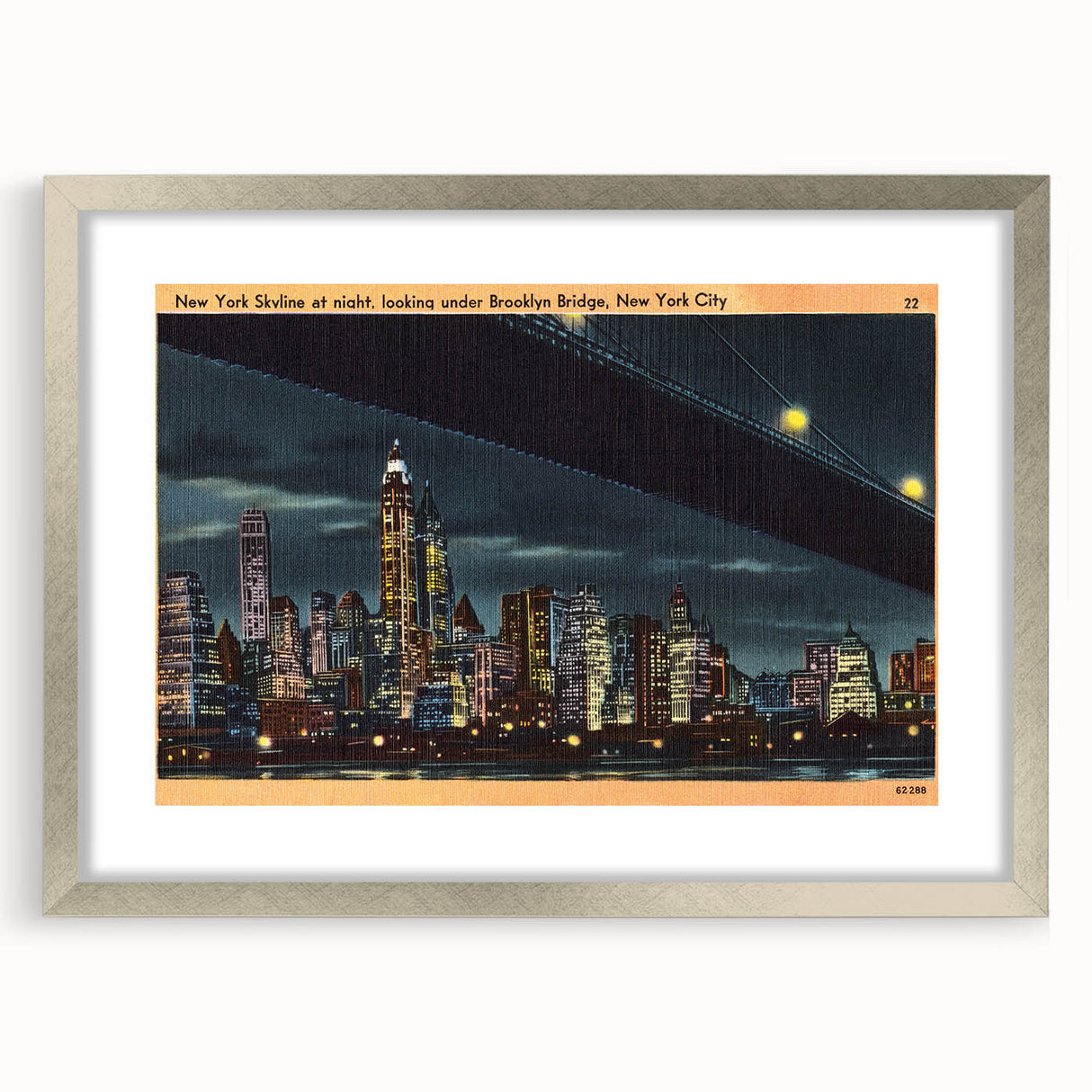 Vintage New York City Skyline Poster - Retro Brooklyn Bridge Art