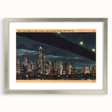 Vintage New York City Skyline Poster - Retro Brooklyn Bridge Art