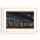 Vintage New York City Skyline Poster - Retro Brooklyn Bridge Art