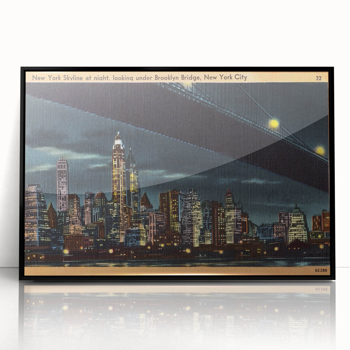Vintage New York City Skyline Poster - Retro Brooklyn Bridge Art