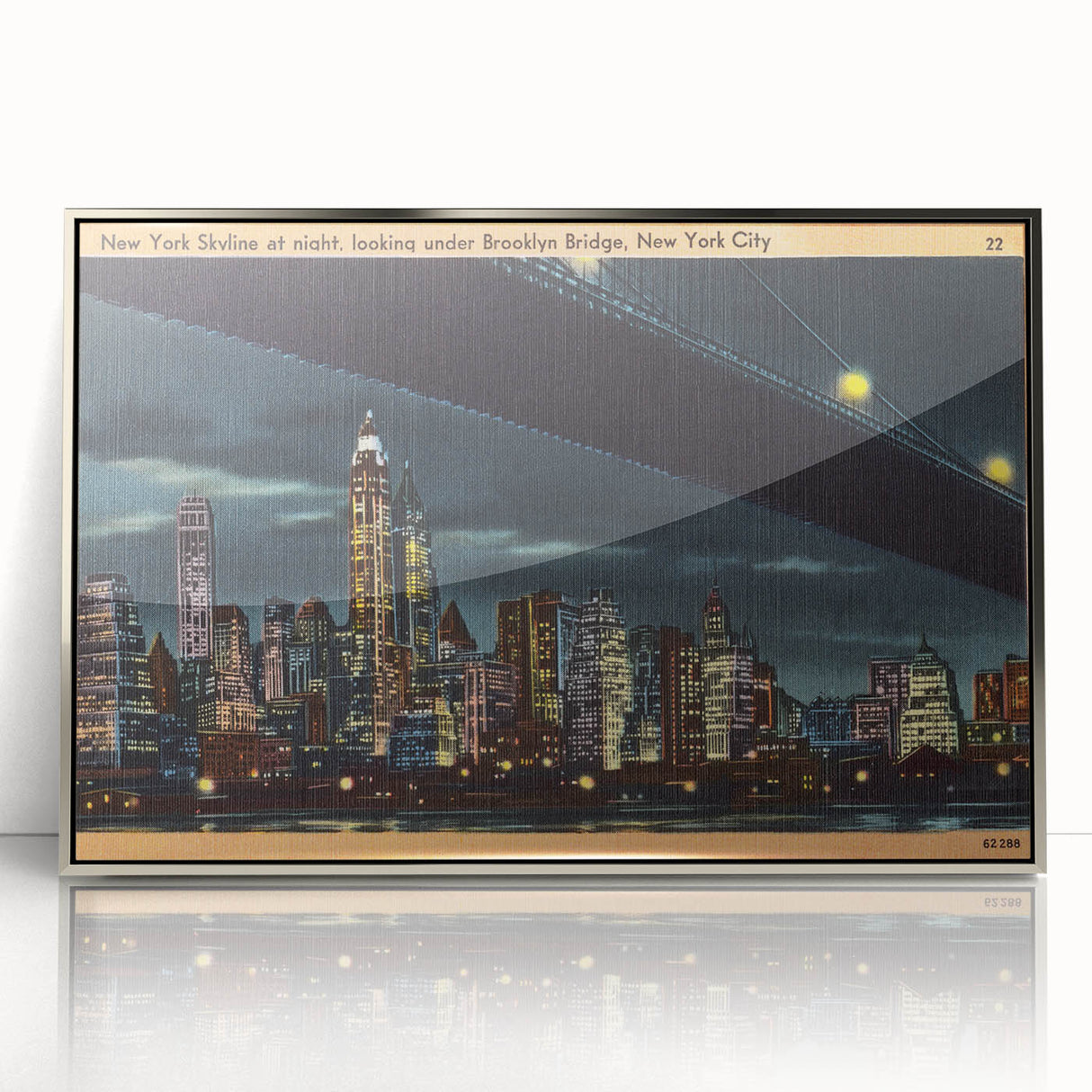 Vintage New York City Skyline Poster - Retro Brooklyn Bridge Art