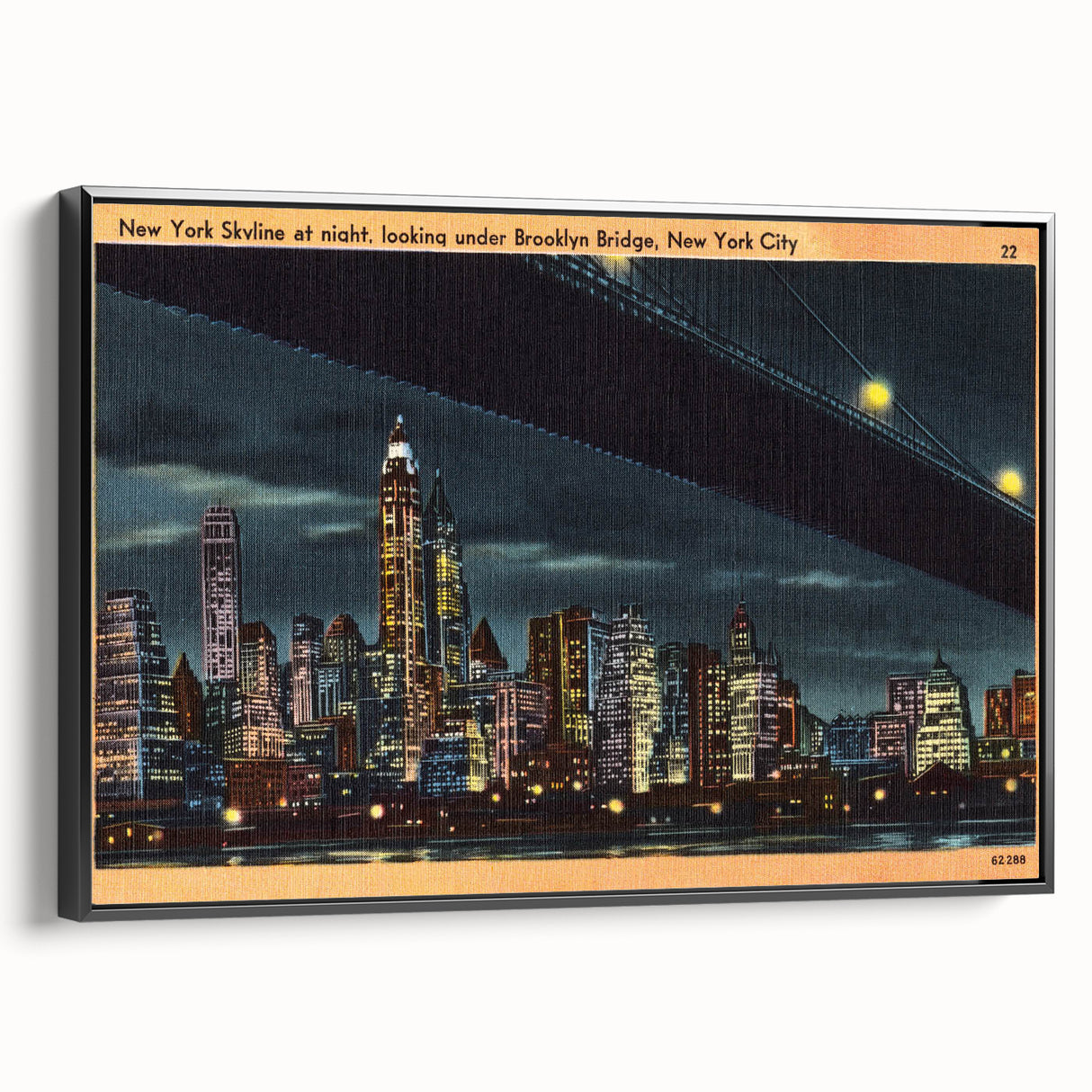 Vintage New York City Skyline Poster - Retro Brooklyn Bridge Art