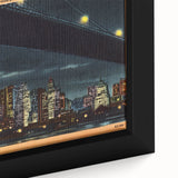 Vintage New York City Skyline Poster - Retro Brooklyn Bridge Art