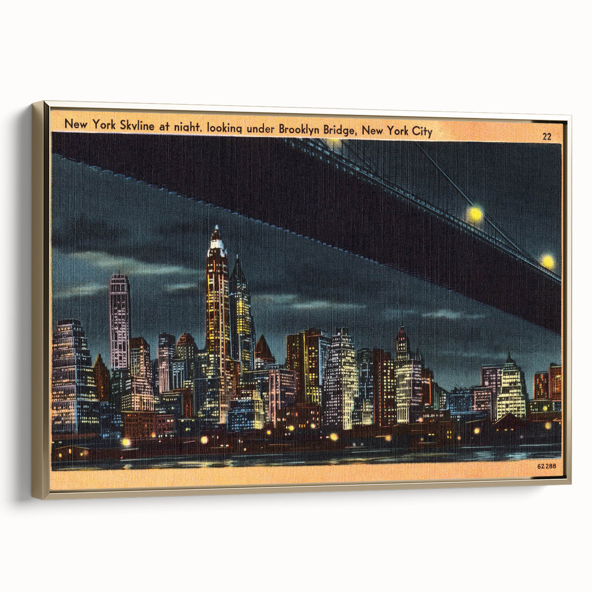 Vintage New York City Skyline Poster - Retro Brooklyn Bridge Art