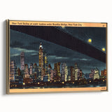 Vintage New York City Skyline Poster - Retro Brooklyn Bridge Art