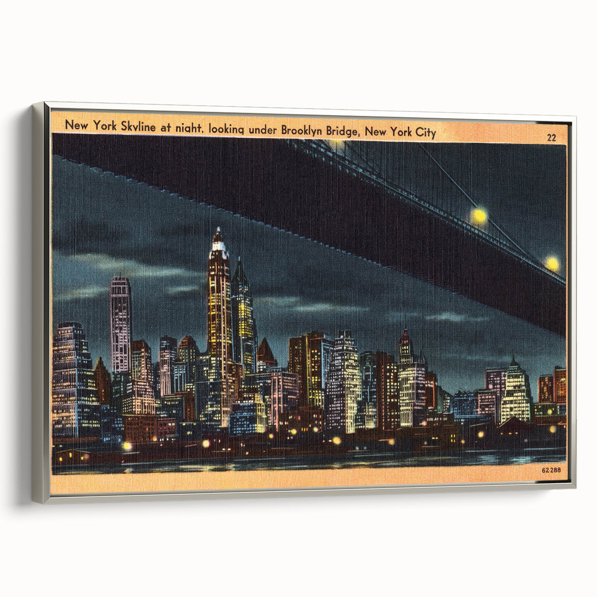 Vintage New York City Skyline Poster - Retro Brooklyn Bridge Art