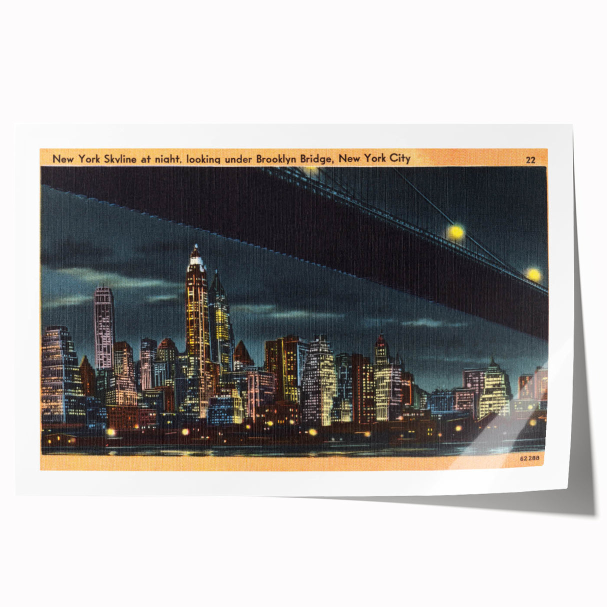 Vintage New York City Skyline Poster - Retro Brooklyn Bridge Art