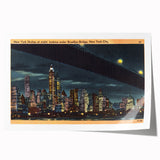 Vintage New York City Skyline Poster - Retro Brooklyn Bridge Art