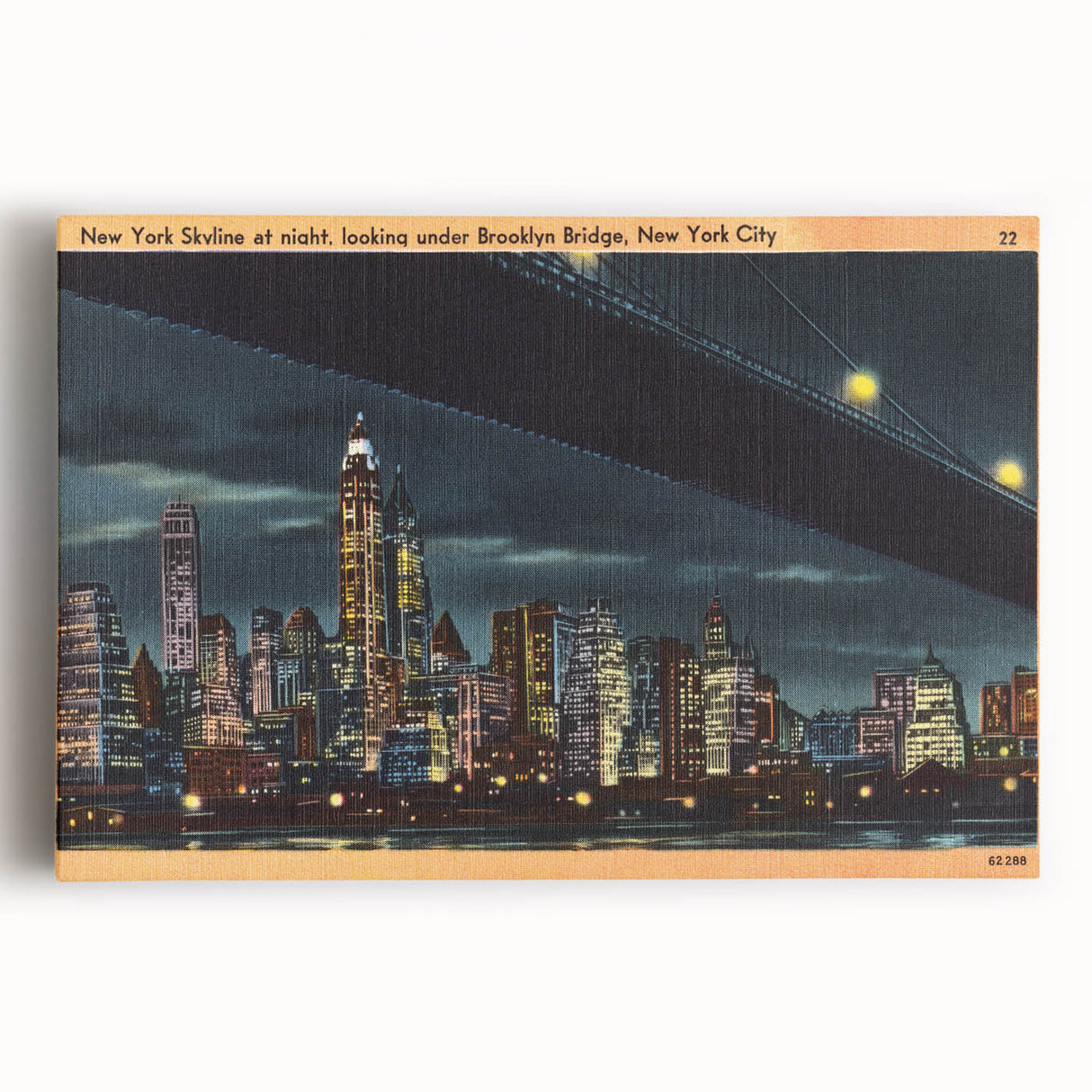 Vintage New York City Skyline Poster - Retro Brooklyn Bridge Art