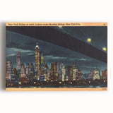 Vintage New York City Skyline Poster - Retro Brooklyn Bridge Art