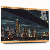 Vintage New York City Skyline Poster - Retro Brooklyn Bridge Art