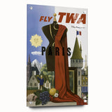 Vintage Travel Poster - TWA Paris Aviation Wall Art