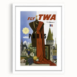 Vintage Travel Poster - TWA Paris Aviation Wall Art