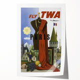 Vintage Travel Poster - TWA Paris Aviation Wall Art