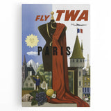 Vintage Travel Poster - TWA Paris Aviation Wall Art