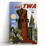 Vintage Travel Poster - TWA Paris Aviation Wall Art