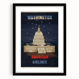 Vintage Travel Poster - Washington American Airlines Wall Art