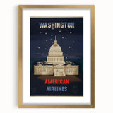 Vintage Travel Poster - Washington American Airlines Wall Art