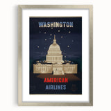 Vintage Travel Poster - Washington American Airlines Wall Art