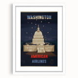 Vintage Travel Poster - Washington American Airlines Wall Art