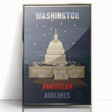 Vintage Travel Poster - Washington American Airlines Wall Art