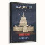 Vintage Travel Poster - Washington American Airlines Wall Art