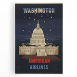 Vintage Travel Poster - Washington American Airlines Wall Art