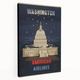 Vintage Travel Poster - Washington American Airlines Wall Art