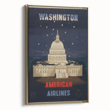 Vintage Travel Poster - Washington American Airlines Wall Art