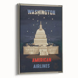Vintage Travel Poster - Washington American Airlines Wall Art