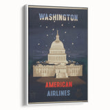 Vintage Travel Poster - Washington American Airlines Wall Art