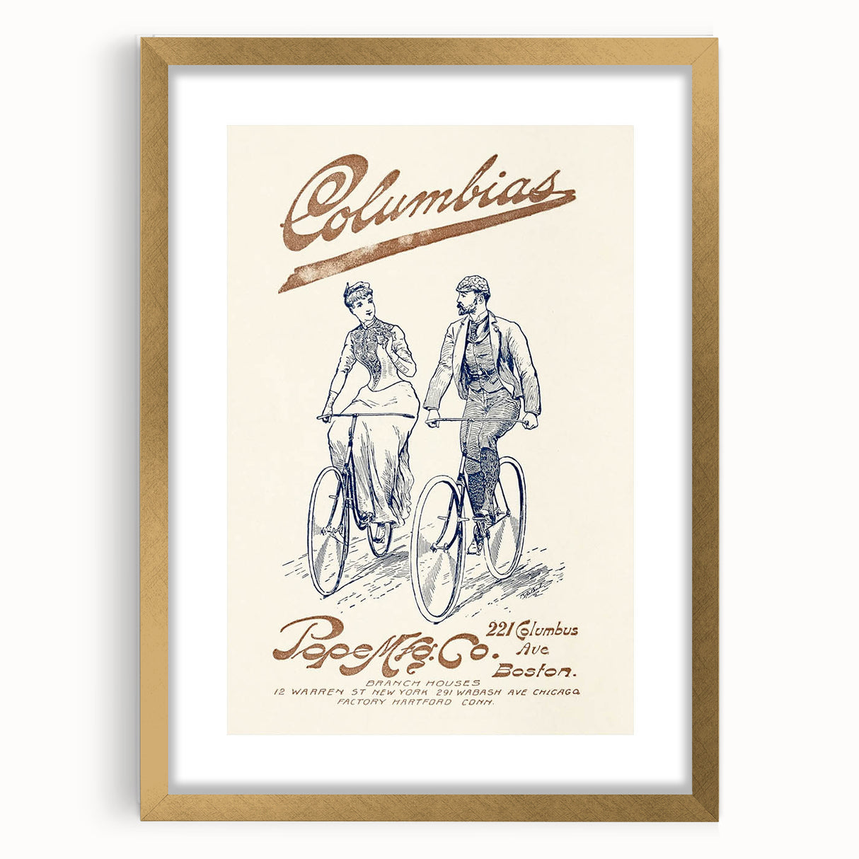 Vintage Travel Poster - Columbias Bicycle Wall Art