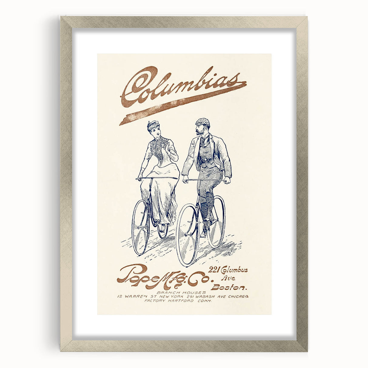 Vintage Travel Poster - Columbias Bicycle Wall Art