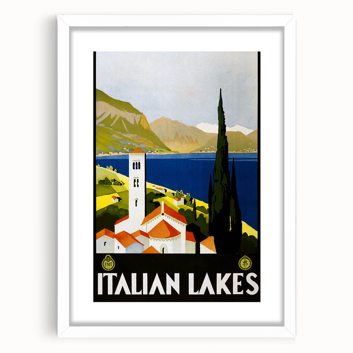 Vintage Travel Poster - Italian Lakes - Retro Travel Art Print