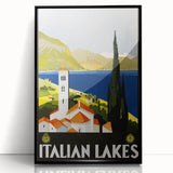 Vintage Travel Poster - Italian Lakes - Retro Travel Art Print
