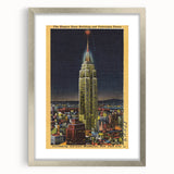 Vintage Travel Poster - Empire State Building at Night, NYC